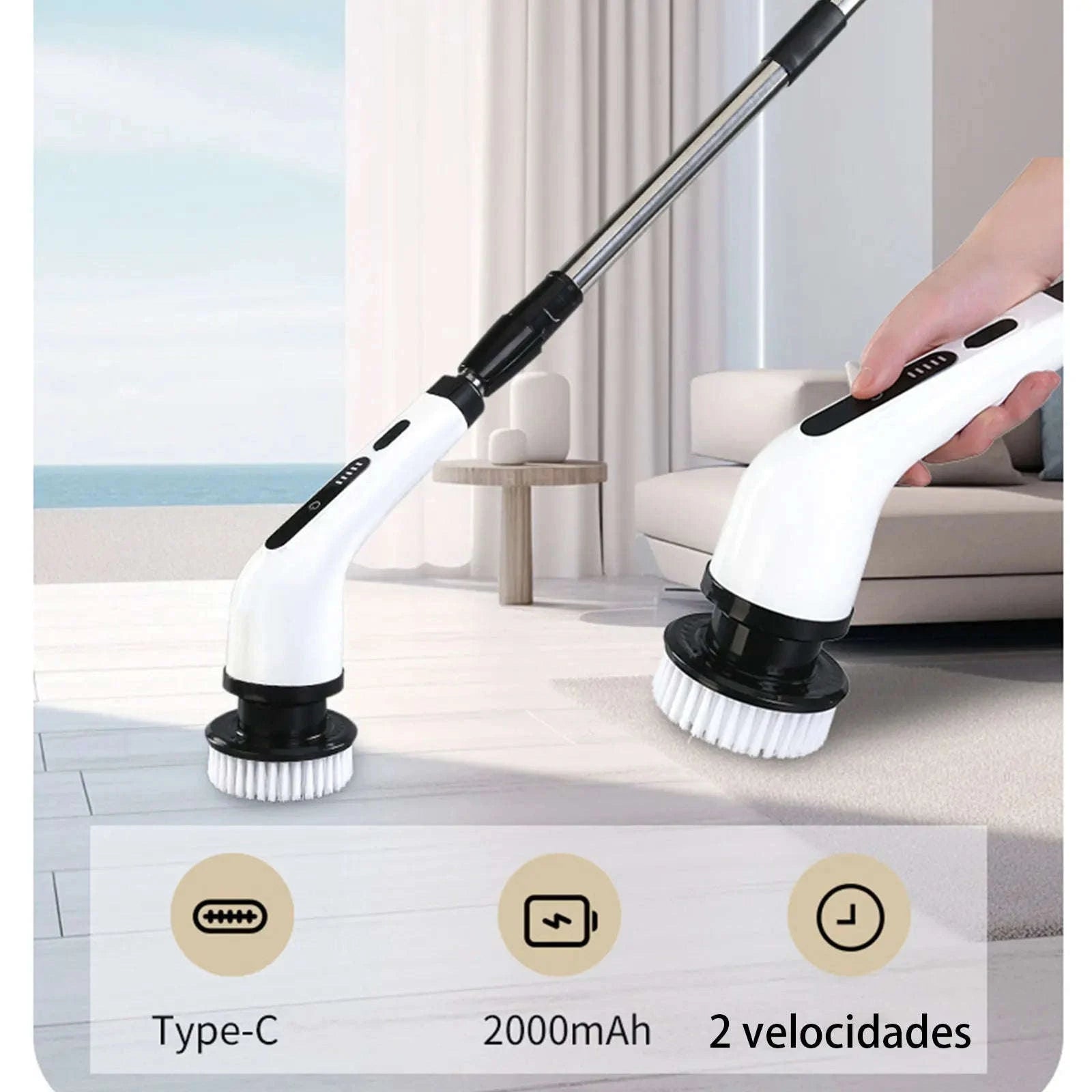 9 in 1 Electric Cleaning Brush – Multi‑Functional Wireless Cleaning Tool-WHITE / spain