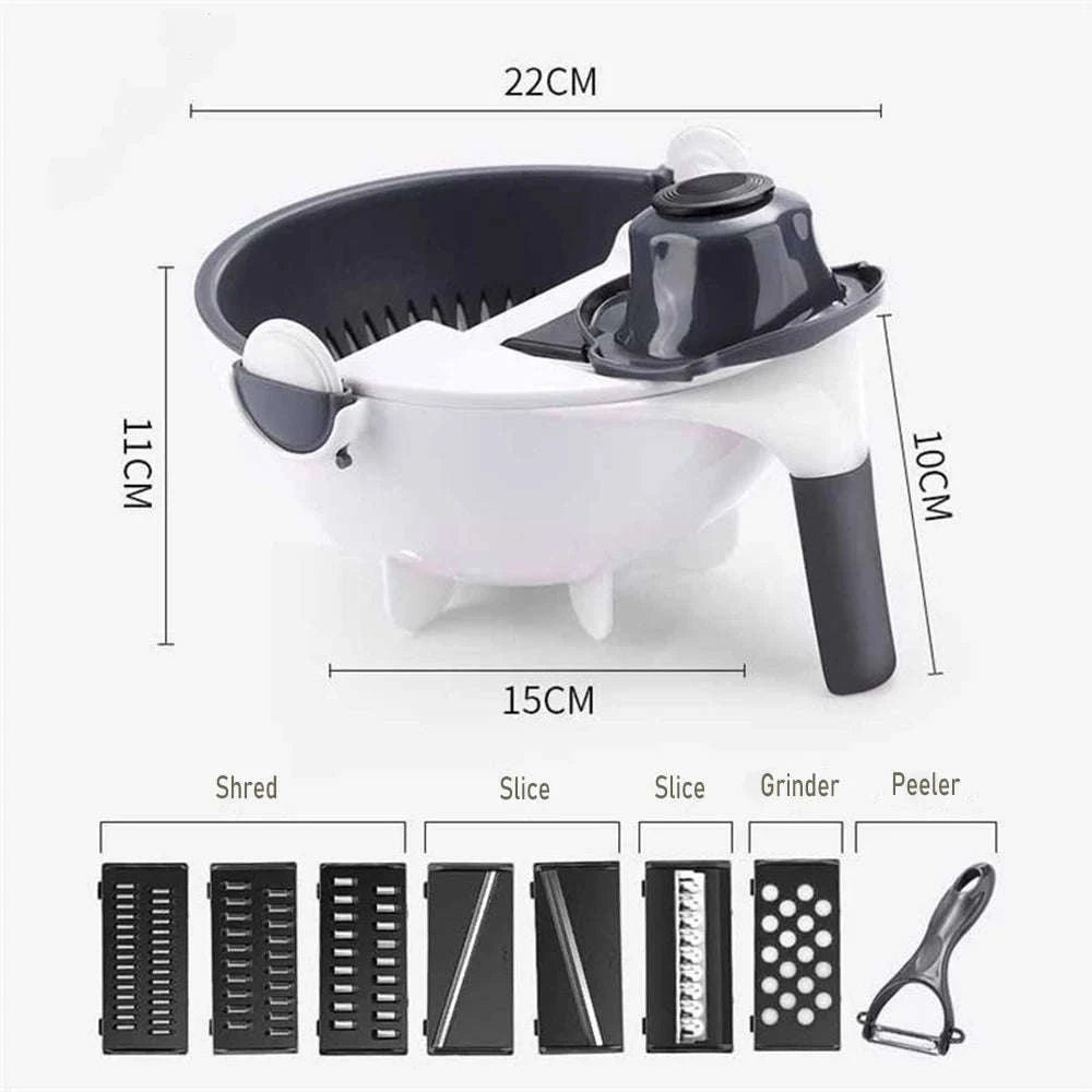 9-in-1 Vegetable Cutter Manual Slicer & Grater-9pcs-sets-pink / CHINA