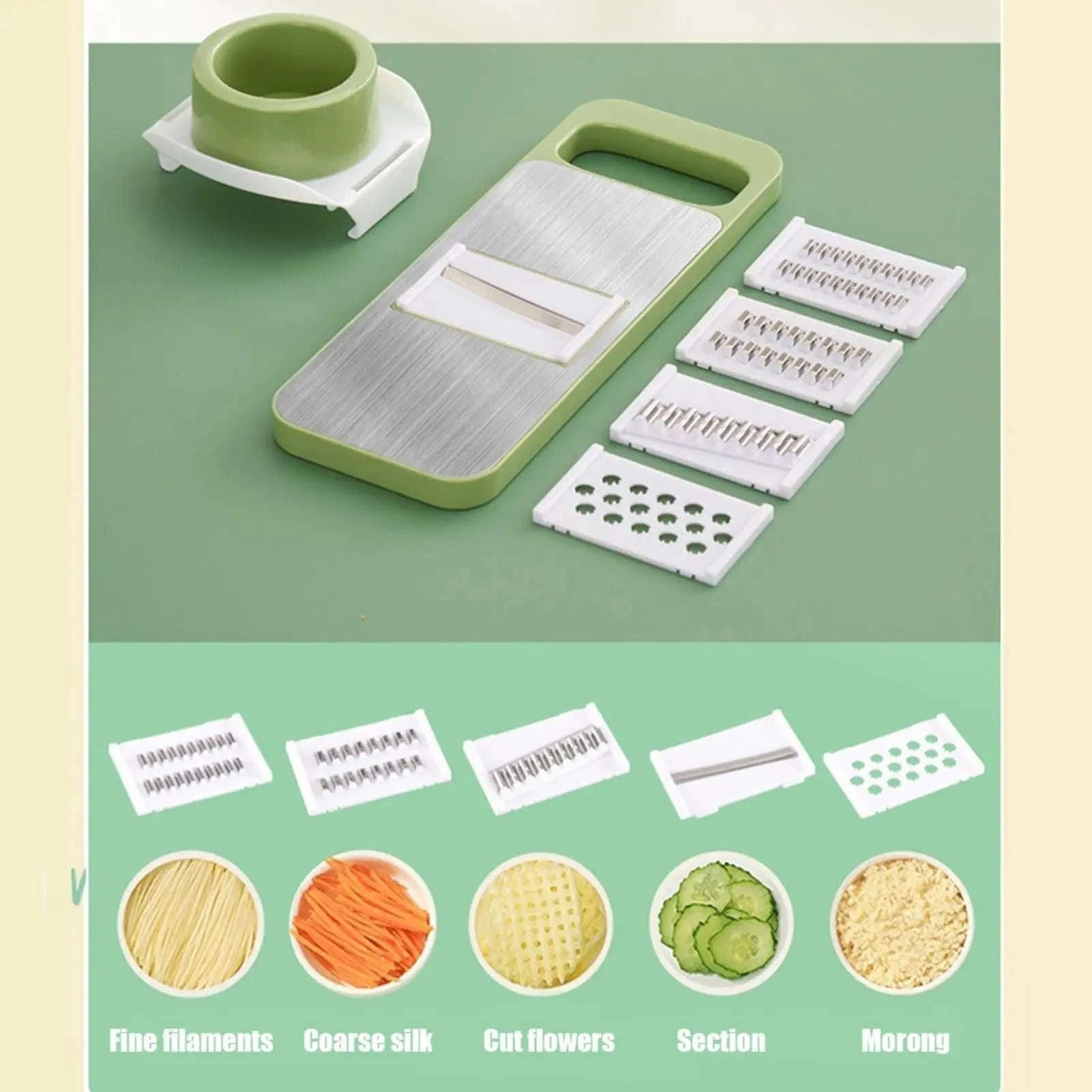 9-in-1 Vegetable Cutter Manual Slicer & Grater-9pcs-sets-pink / CHINA