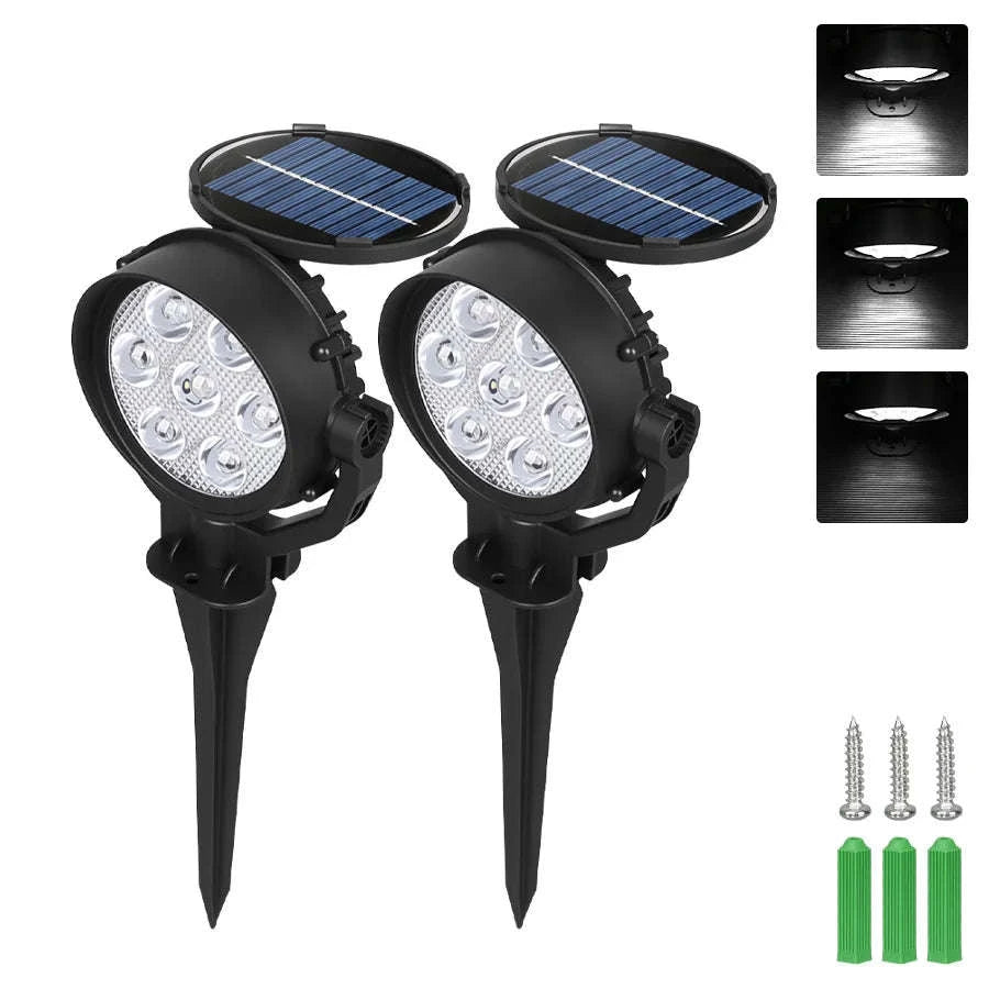 9 LED Solar Spot Lights Outdoor RGB IP65 Waterproof-2pc RGB light / 0-5W