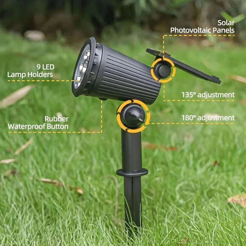 9 LED Solar Spot Lights Outdoor RGB IP65 Waterproof-