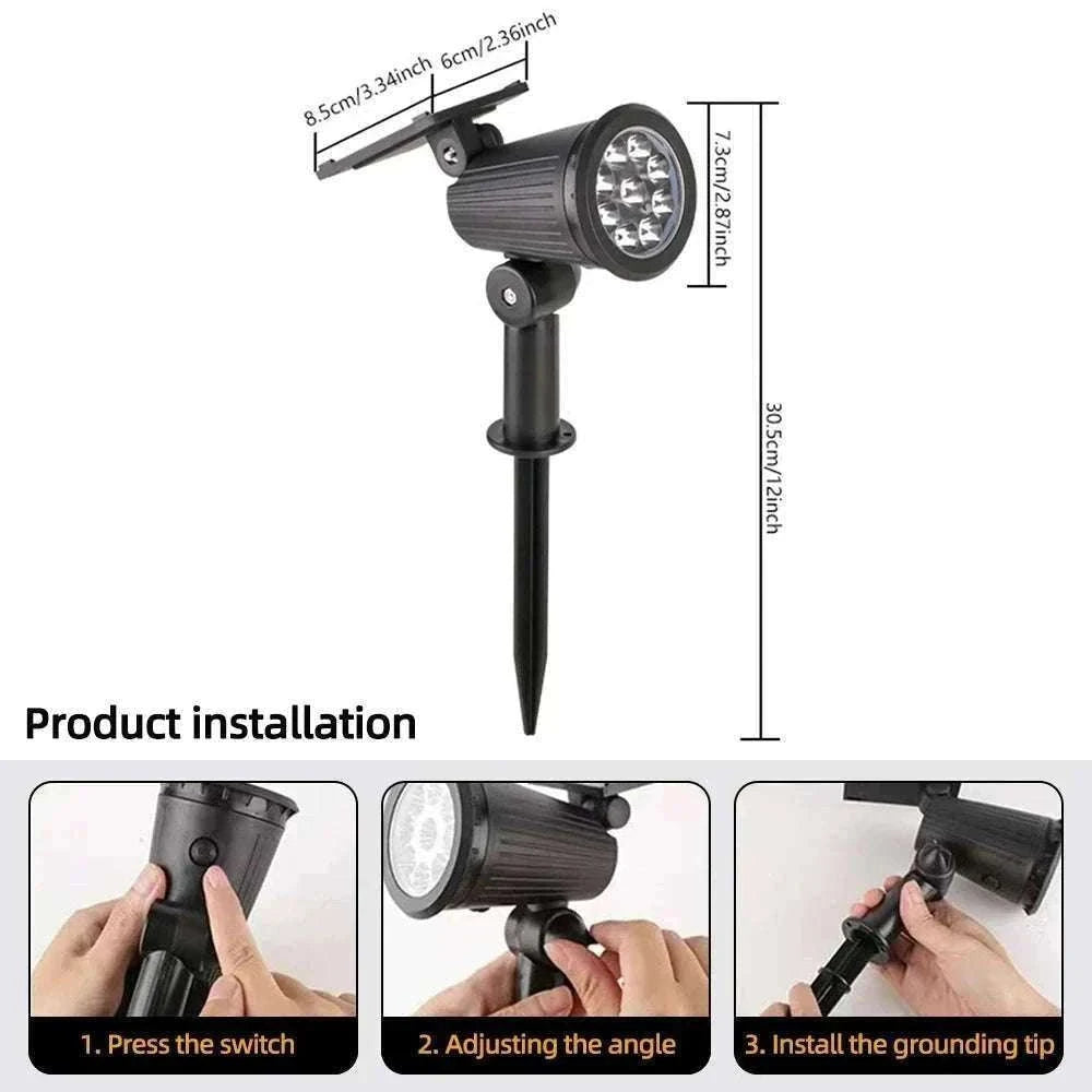 9 LED Solar Spot Lights Outdoor RGB Waterproof Landscape-2pc RGB light / 0-5W