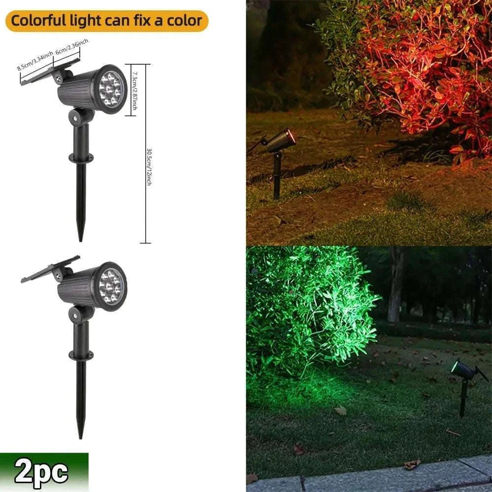 9 LED Solar Spot Lights Outdoor RGB Waterproof Landscape-2pc RGB light / 0-5W