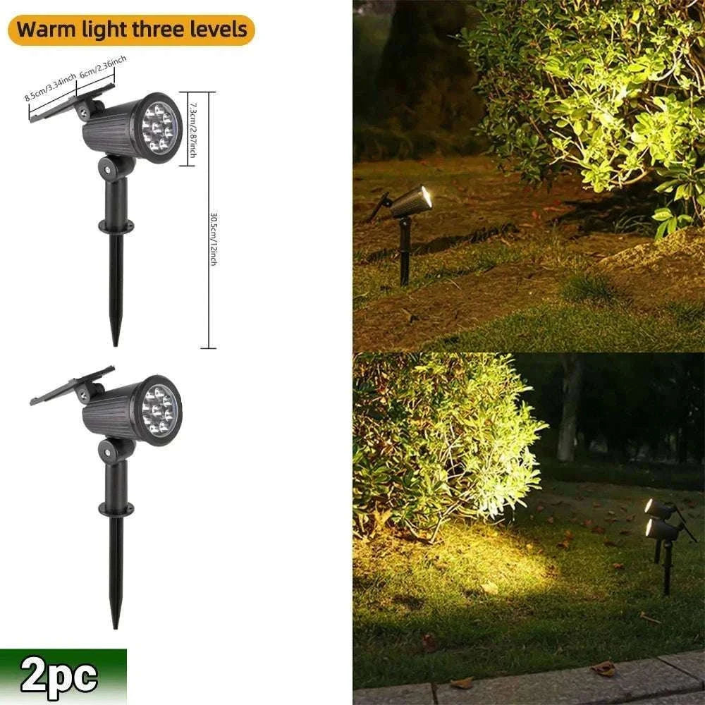 9 LED Solar Spot Lights Outdoor RGB Waterproof Landscape-2pc RGB light / 0-5W