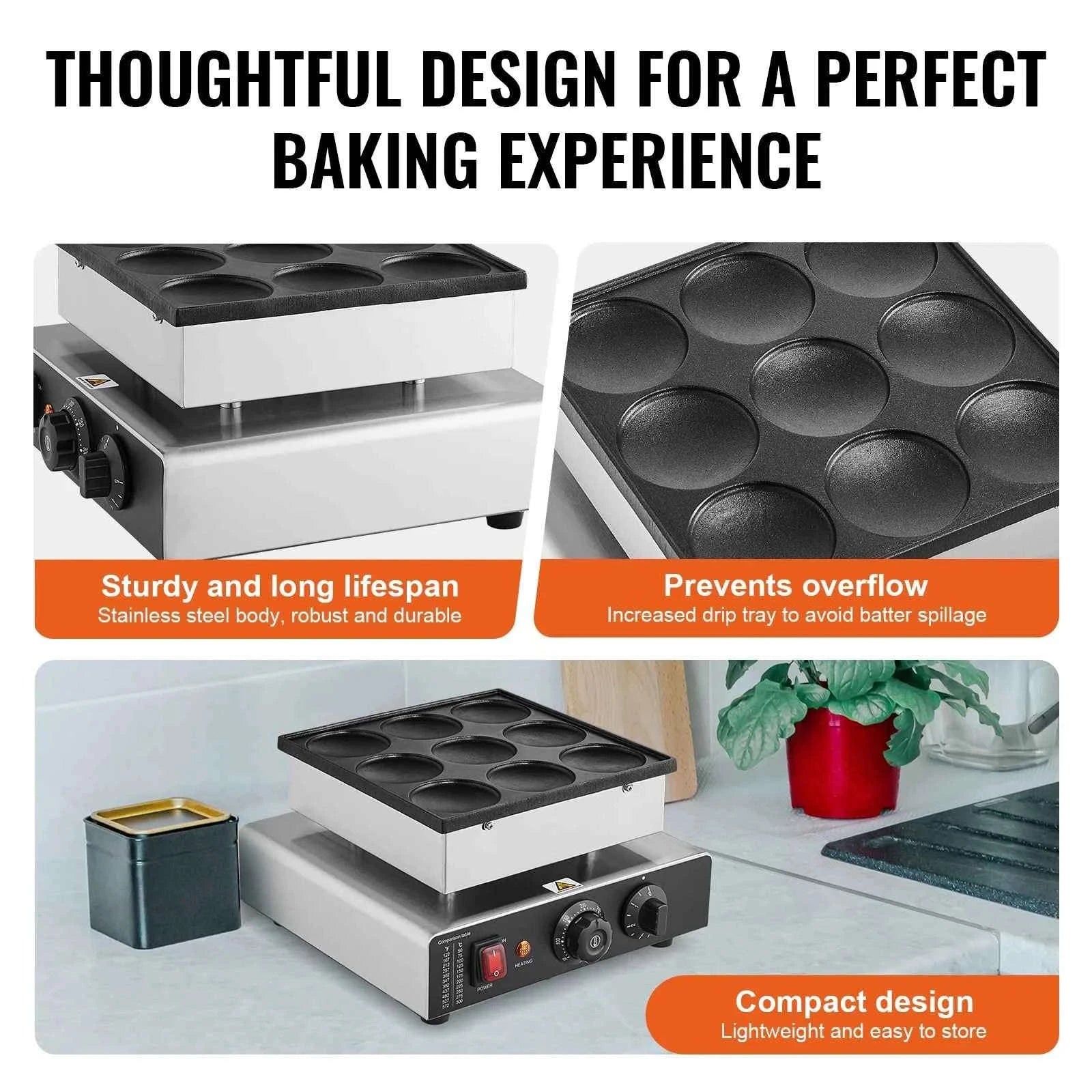 9-Piece Dutch Pancake Maker Electric Grill-Germany