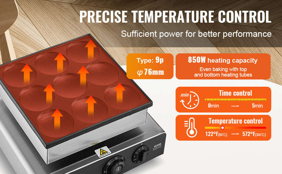 9-Piece Dutch Pancake Maker Electric Grill-Germany