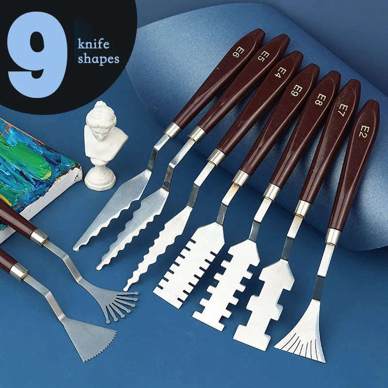 9‑Piece Flower Art Scraper Texture Knife Set-Default Title