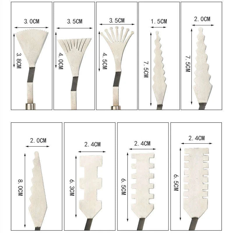 9‑Piece Flower Art Scraper Texture Knife Set-Default Title