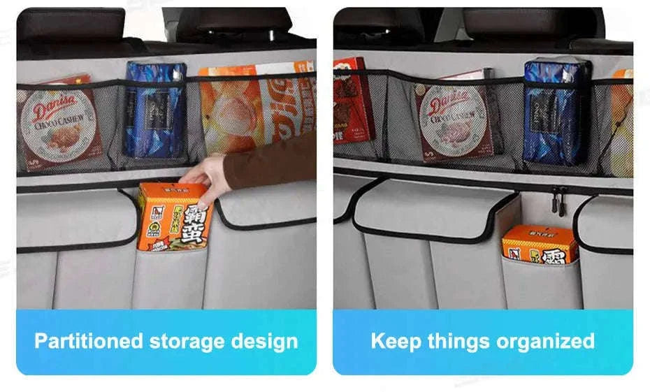 9-Pocket Car Seat Back Organizer with Zipper-Gray