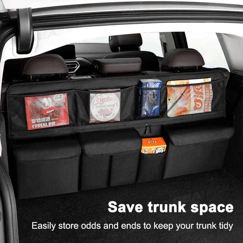 9-Pocket Car Seat Back Organizer with Zipper-Gray