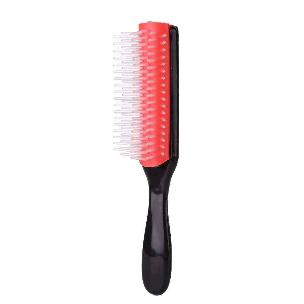 9-Row Detangling Hair Brush with Scalp Massage-red L / france