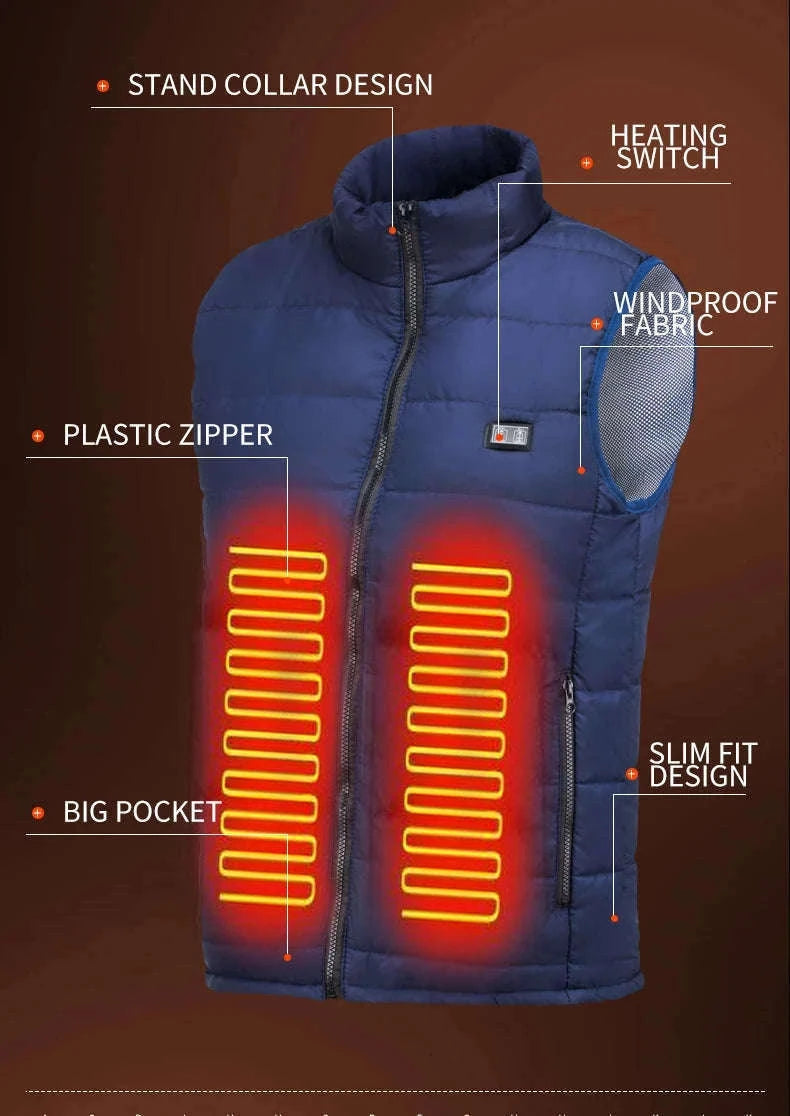 9-Zone Graphene Heated Jacket for Men and Women-9 areas heated black / XXL