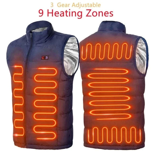 9‑Zone Graphene Heated Jacket for Men & Women-9 areas heated black / XXL