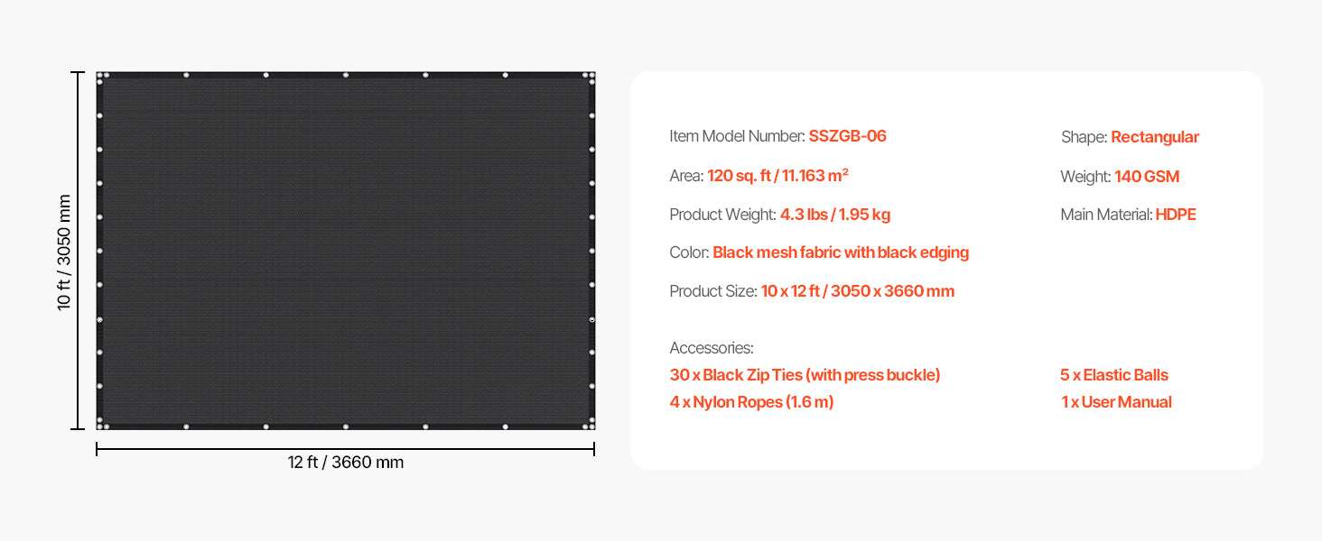 90% Sun Shade Cloth HDPE Pergola Cover for Patio Garden-185GSM 12x12ft Beige / United States