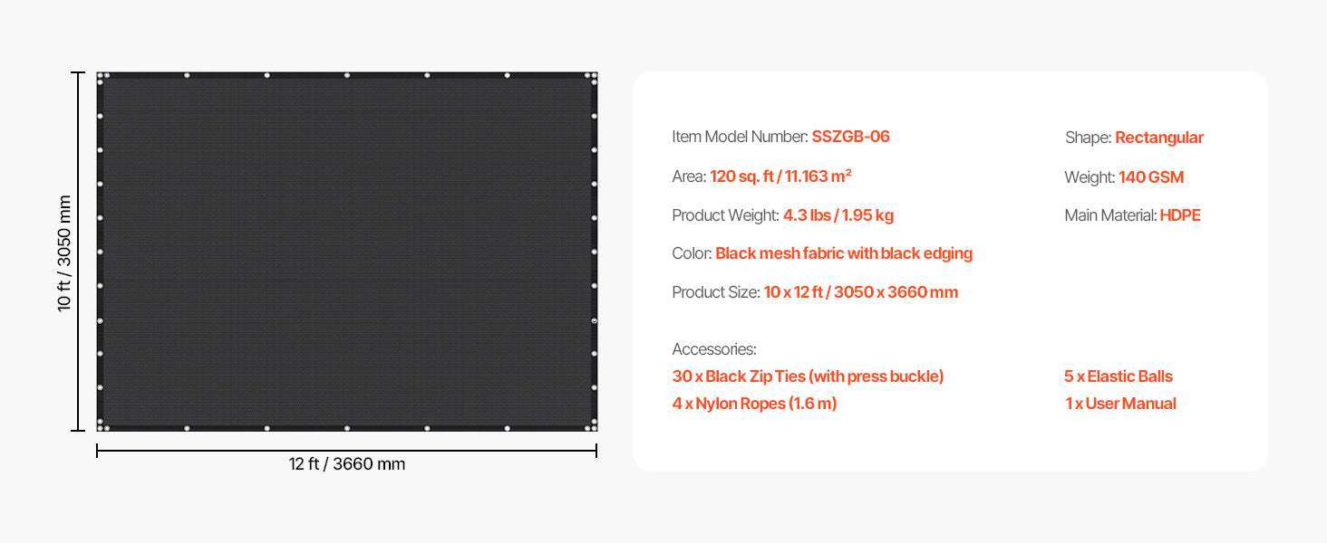 90% Sun Shade Cloth HDPE Pergola Cover for Patio Garden-185GSM 12x12ft Beige / United States