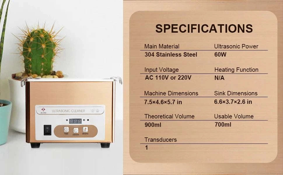900ML Ultrasonic Cleaner 40kHz Jewelry, Glasses & Parts Cleaning Machine-110V-US Plug / China Mainland