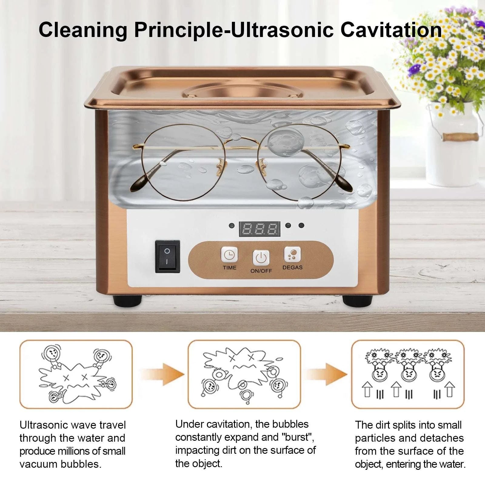 900ML Ultrasonic Cleaner 40kHz Jewelry, Glasses & Parts Cleaning Machine-110V-US Plug / China Mainland