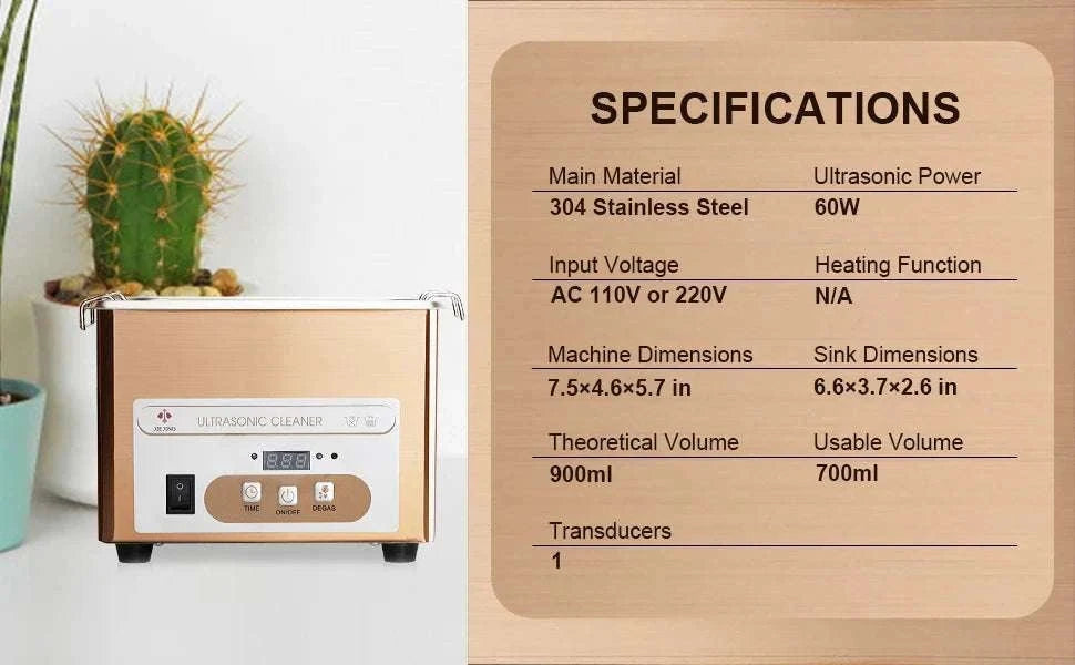 900ML Ultrasonic Cleaner 40kHz Jewelry, Glasses & Parts Cleaning Machine-110V-US Plug / China Mainland