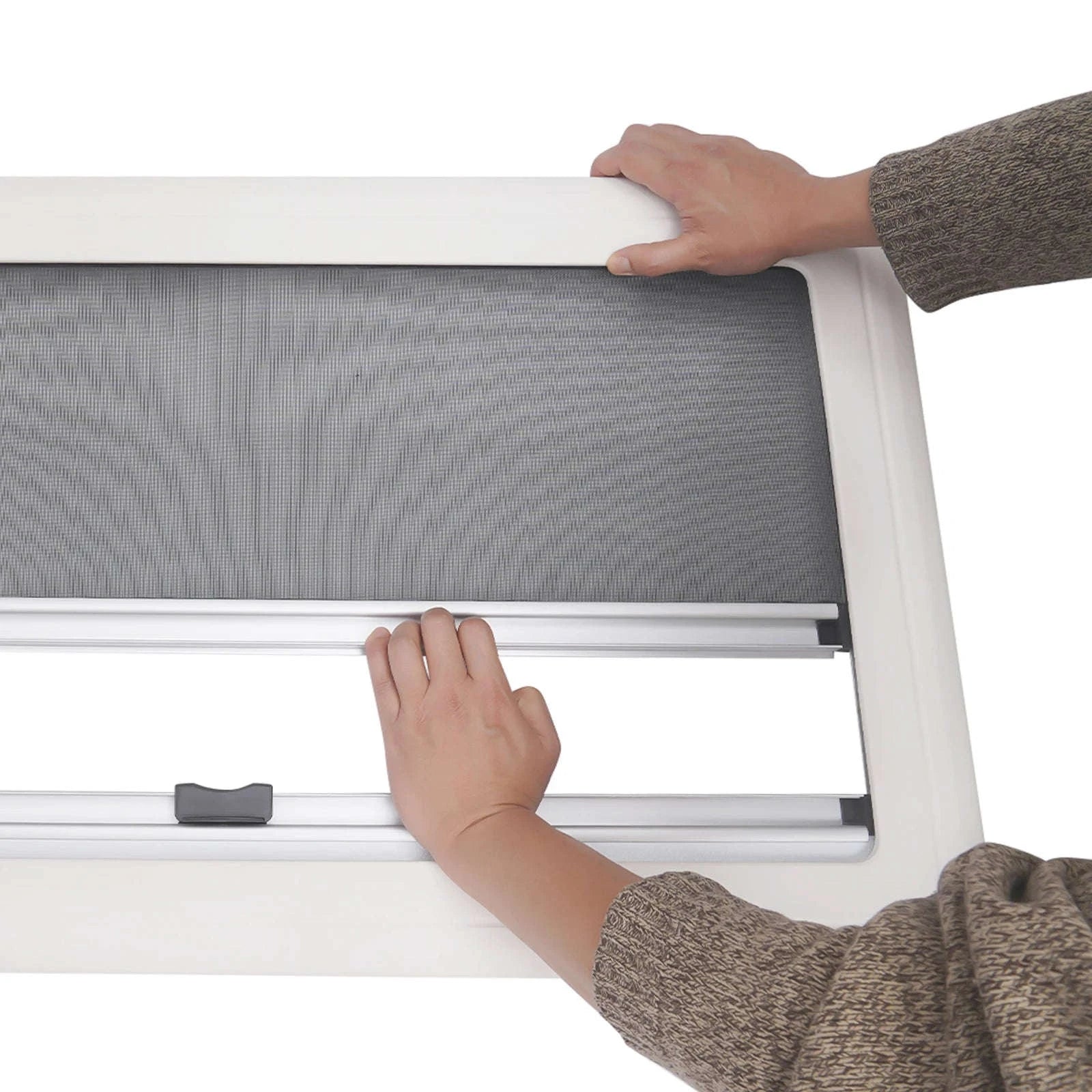 900x500mm Caravan Ventilation Window with Blind and Screen-Black / spain