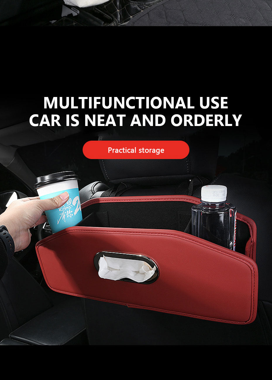 SEAMETAL Car Seat Back Organizer Multi-Functional Backseat Storage Bag for Passenger Foldable Storage Box Tissue Holder Hook