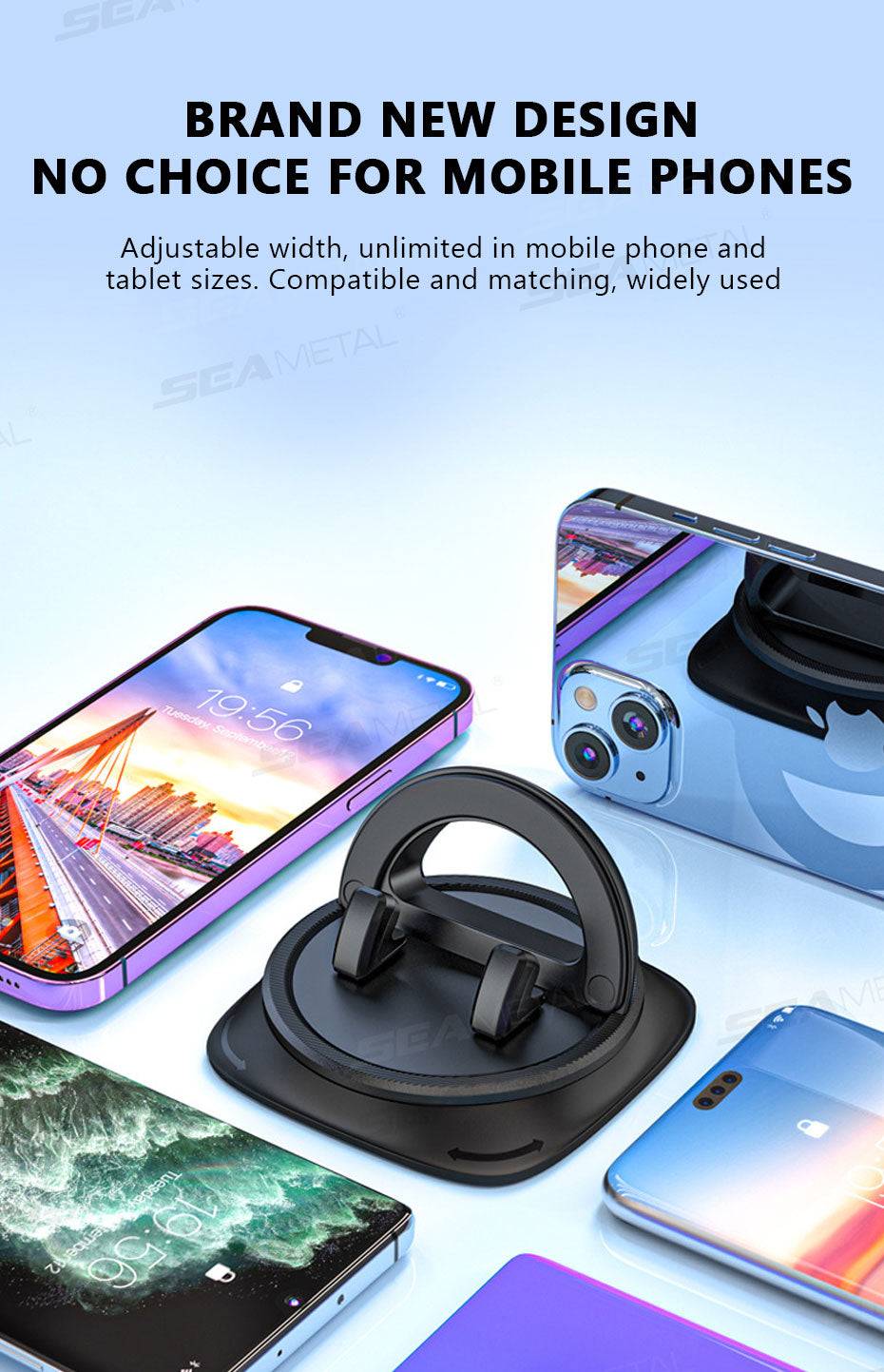 SEAMETAL Dashboard Car Phone Holder Anti Slip Stable Phone Mount Head-Up Auto Navigation Holder Universal for 4-7.2in Smartphone