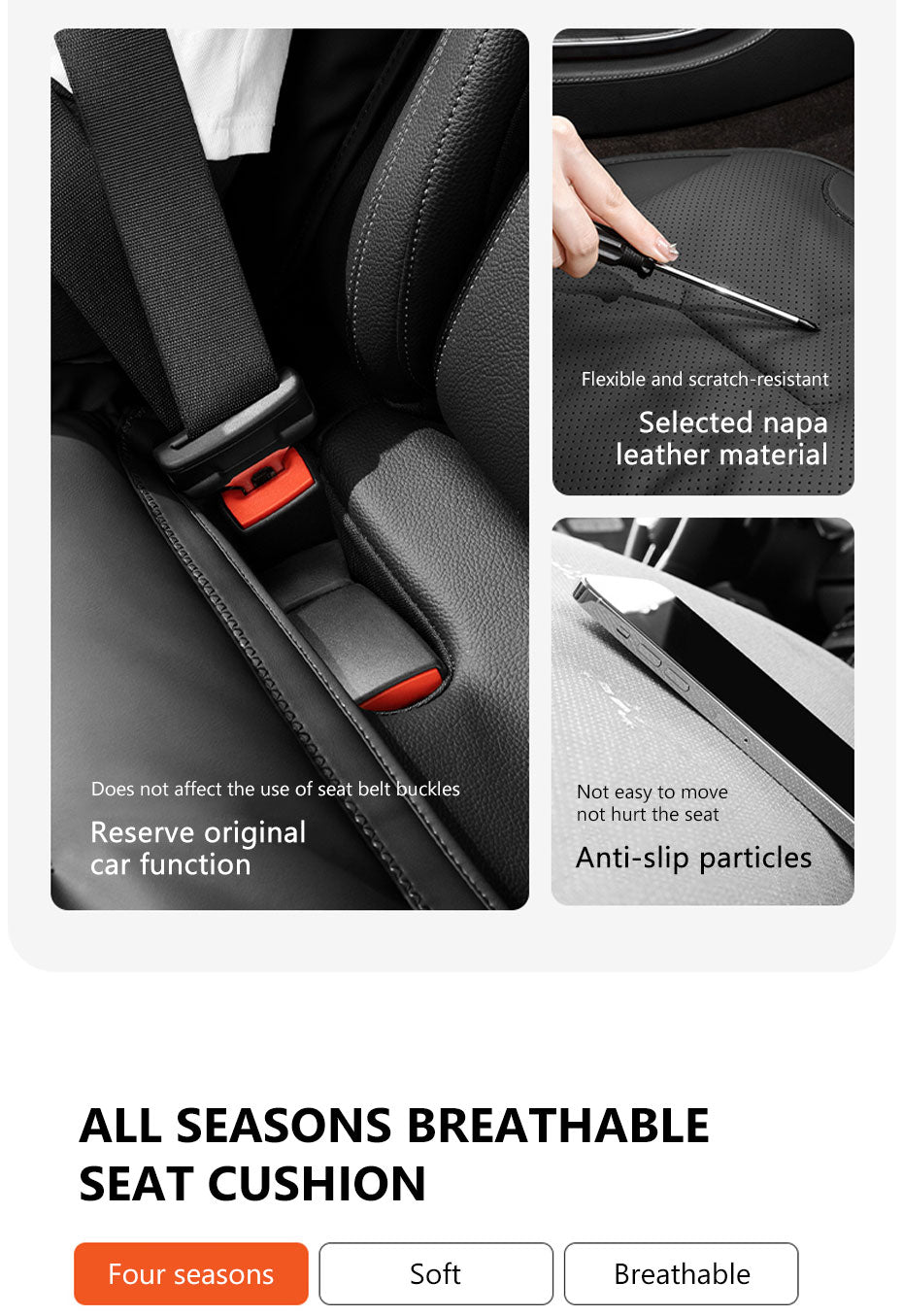 SEAMETAL Breathable Car Front Seat Cover Wear-Resistant Anti Slip Car Seat Cushion Protection Cover Universal for Sedan Suv Mpv