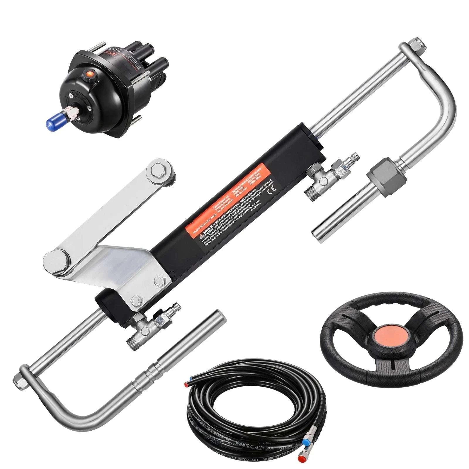 90HP Hydraulic Outboard Steering Kit with Helm, Cylinder & 26ft Hoses-90HP / United States