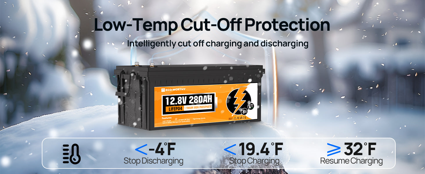 12V 280Ah LiFePO4 baterie pro obytný vůz 3584Wh s Bluetooth a 200A BMS