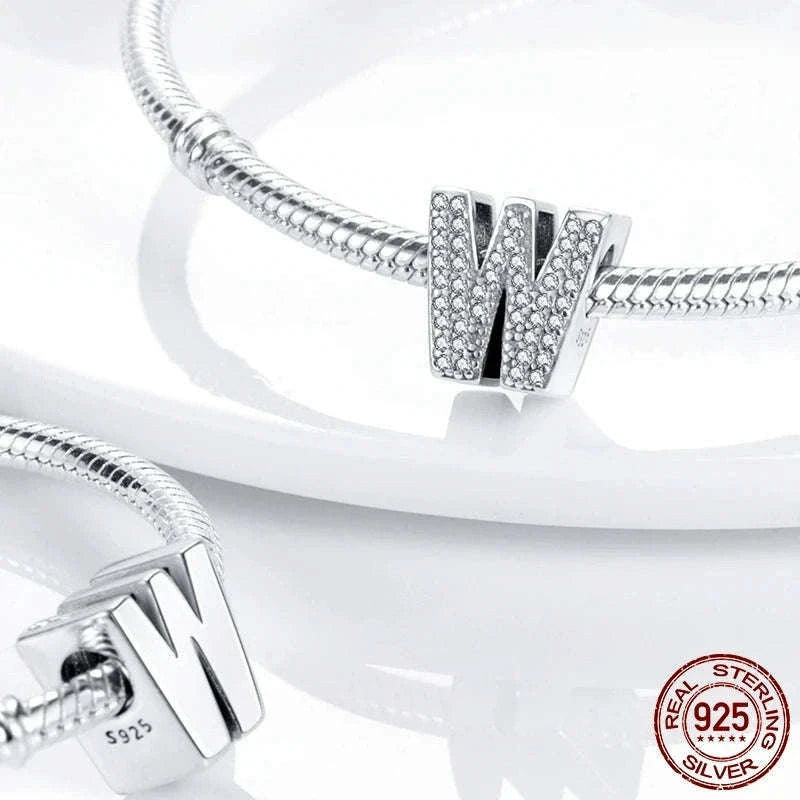 925 Sterling Silver Alphabet Bead Charm for Personal Jewelry-KTC165-Y