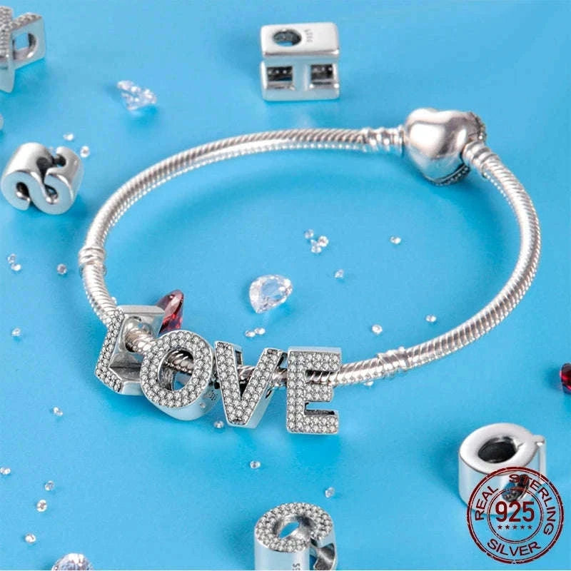 925 Sterling Silver Alphabet Bead Charm for Personal Jewelry-KTC165-Y