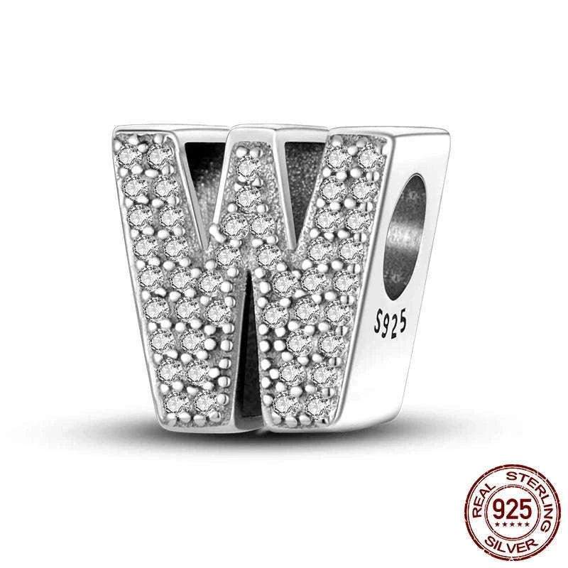 925 Sterling Silver Alphabet Bead Charm for Personal Jewelry-KTC165-Y
