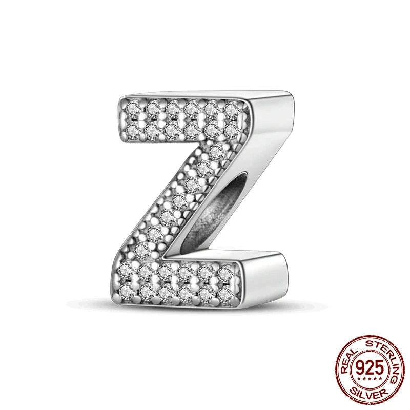 925 Sterling Silver Alphabet Bead Charm-KTC165-Y