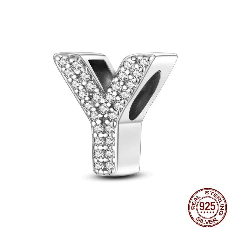 925 Sterling Silver Alphabet Bead Charm-KTC165-Y