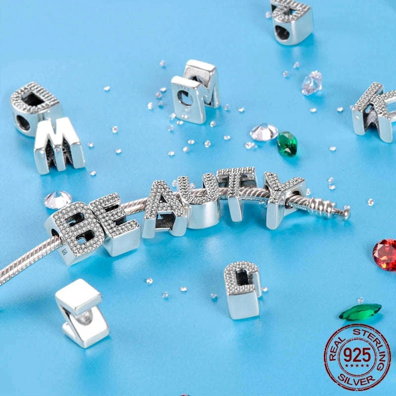 925 Sterling Silver Alphabet Bead Charm-KTC165-Y