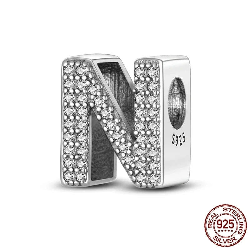925 Sterling Silver Alphabet Bead Charm-KTC165-Y