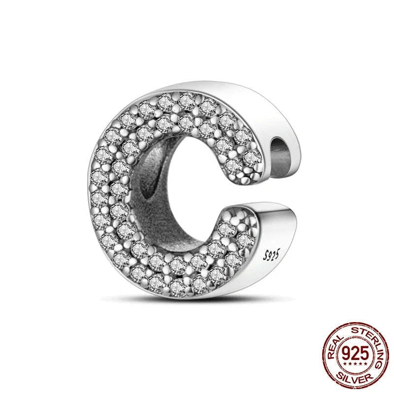 925 Sterling Silver Alphabet Bead Charm-KTC165-Y