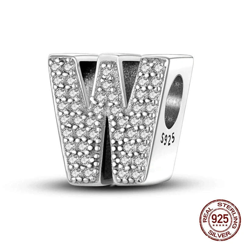 925 Sterling Silver Alphabet Bead Charm-KTC165-Y