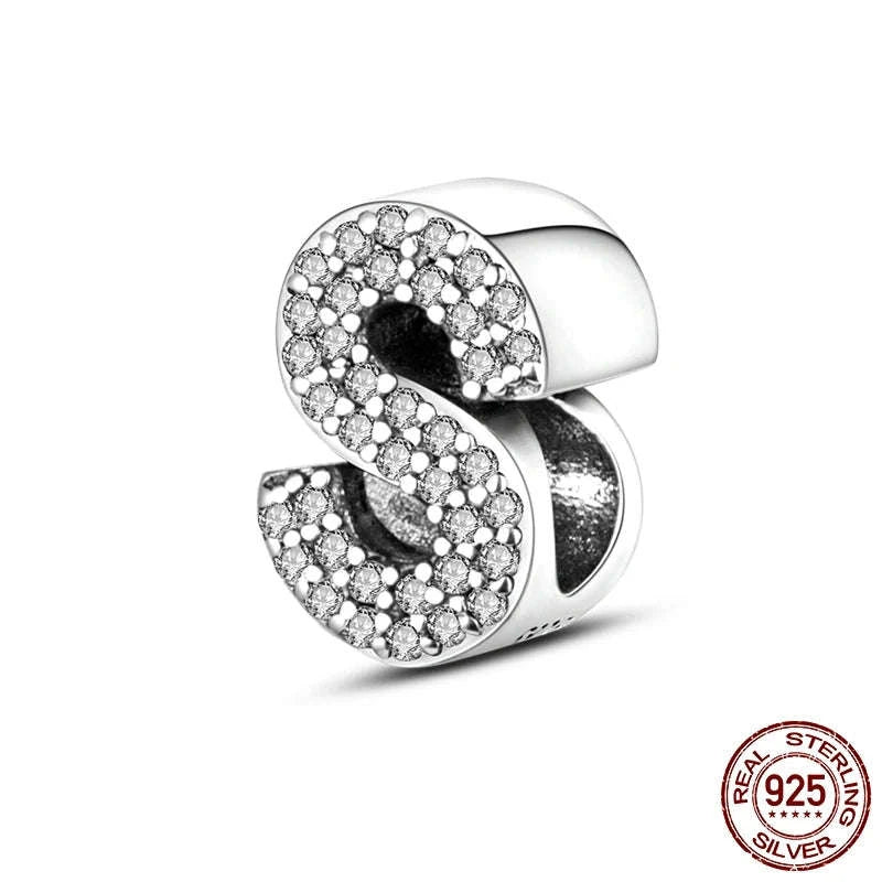 925 Sterling Silver Alphabet Bead Charm-KTC165-Y