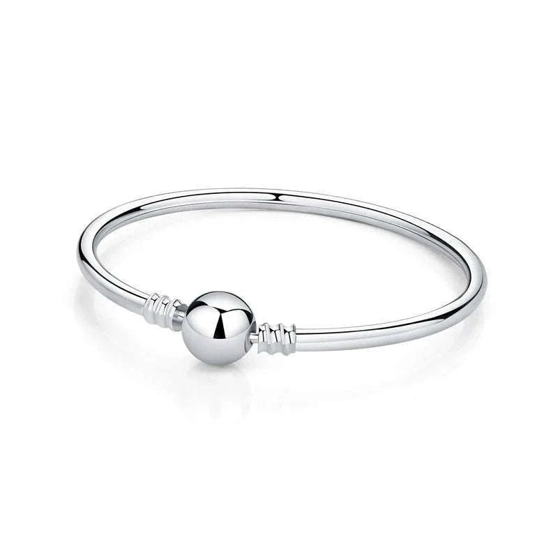 925 Sterling Silver Bracelet with Heart Charms-20 / 17cm