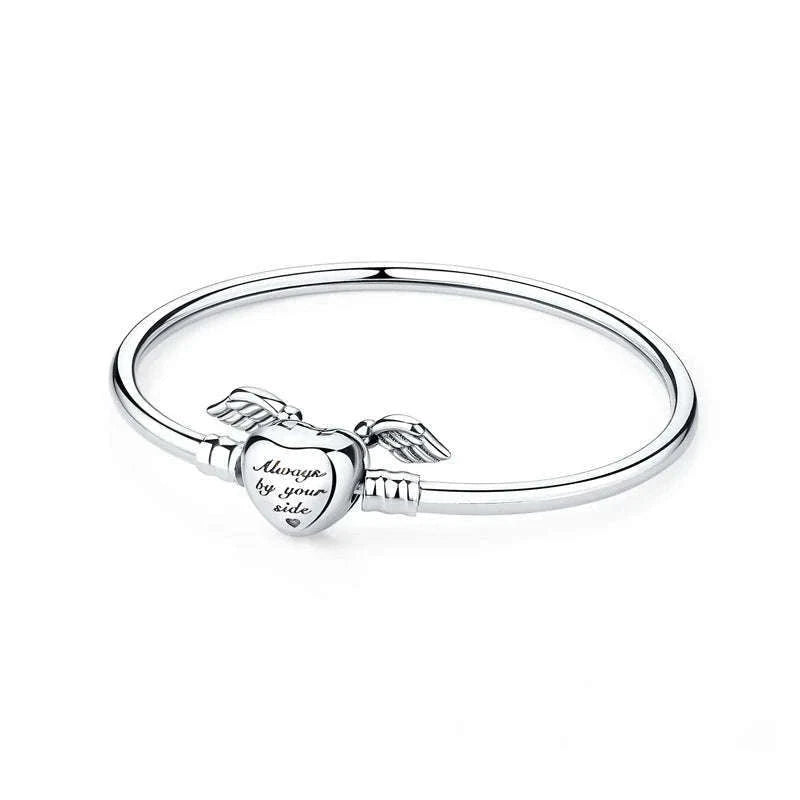 925 Sterling Silver Bracelet with Heart Charms-20 / 17cm