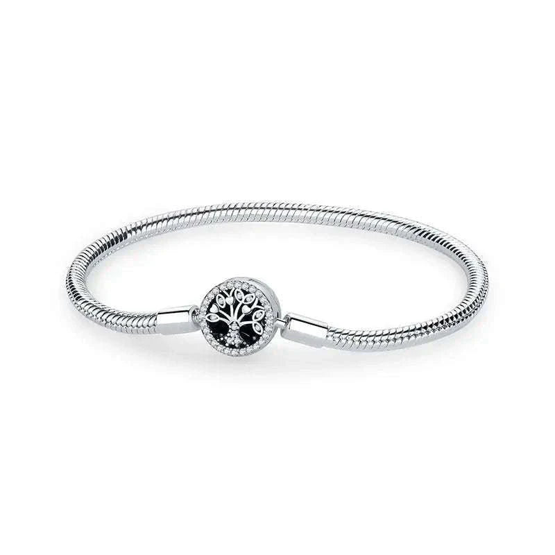 925 Sterling Silver Bracelet with Heart Charms-20 / 17cm