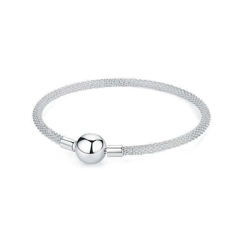 925 Sterling Silver Bracelet with Heart Charms-20 / 17cm