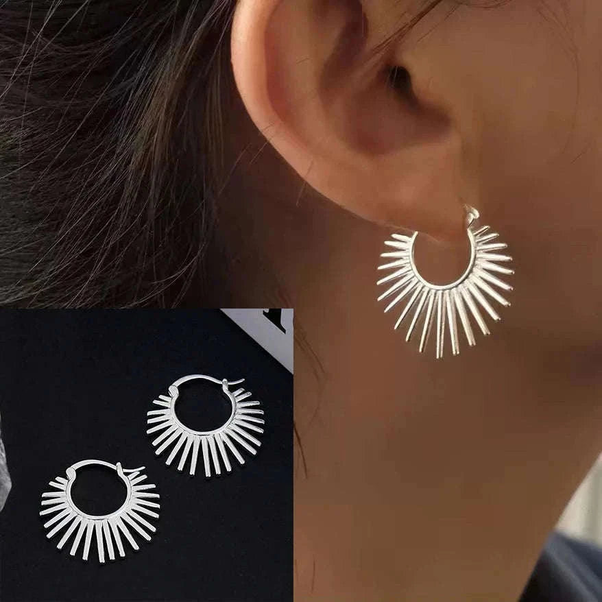 925 Sterling Silver CZ Star Moon Asymmetric Hoop Earrings-30HLZY4617-01
