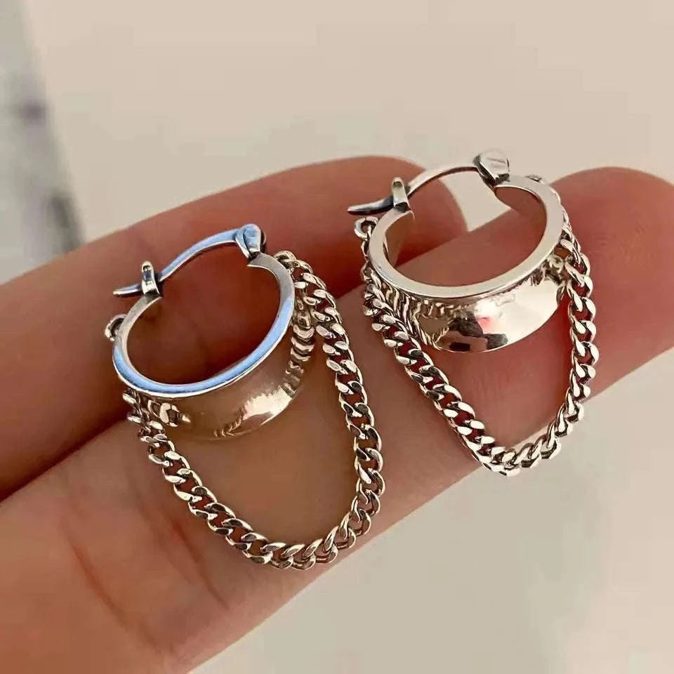 925 Sterling Silver CZ Star Moon Asymmetric Hoop Earrings-30HLZY4617-01