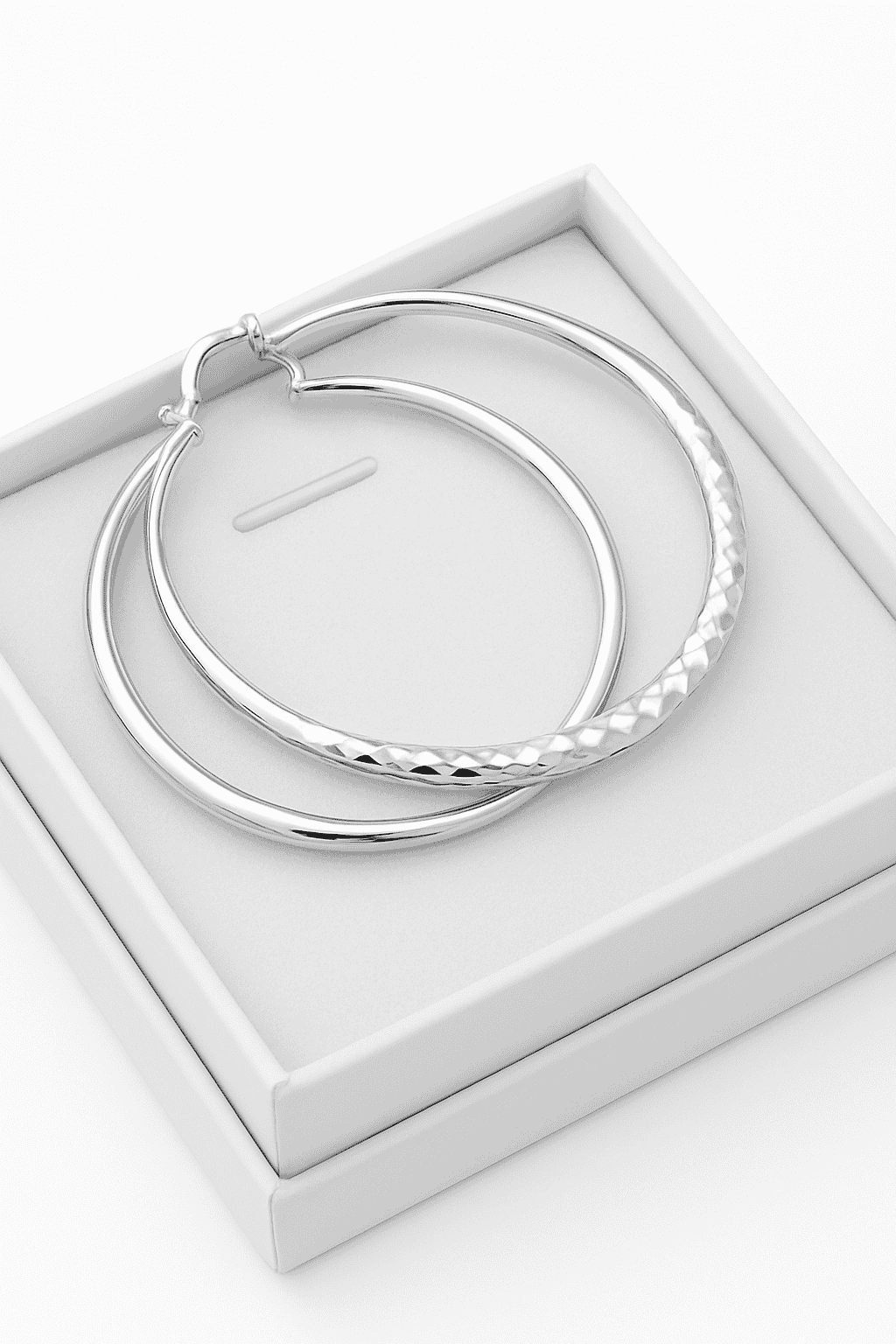 925 Sterling Silver Hoop Earrings, 5 cm Classic Circle Style-Default Title
