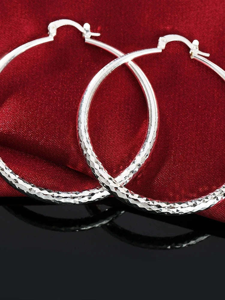 925 Sterling Silver Hoop Earrings-Default Title