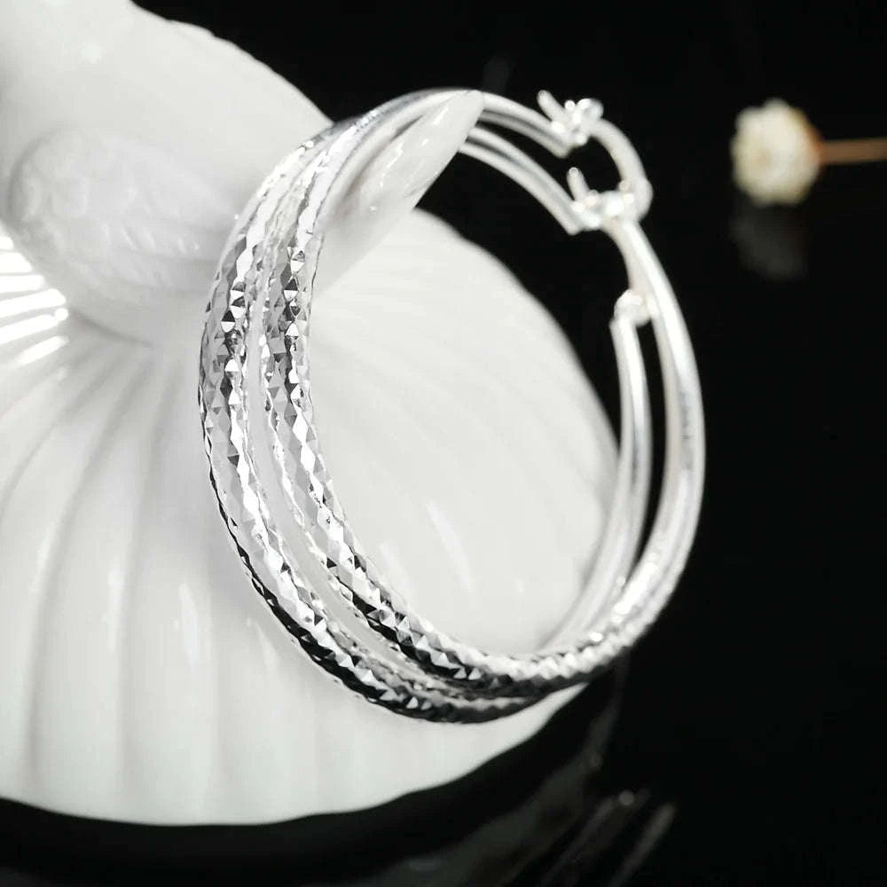 925 Sterling Silver Hoop Earrings-Default Title
