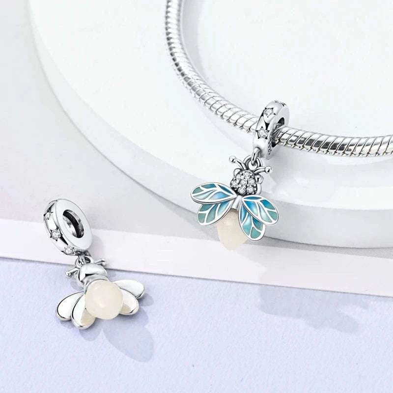 925 Sterling Silver Luminous Firefly Butterfly Charm-KTC268