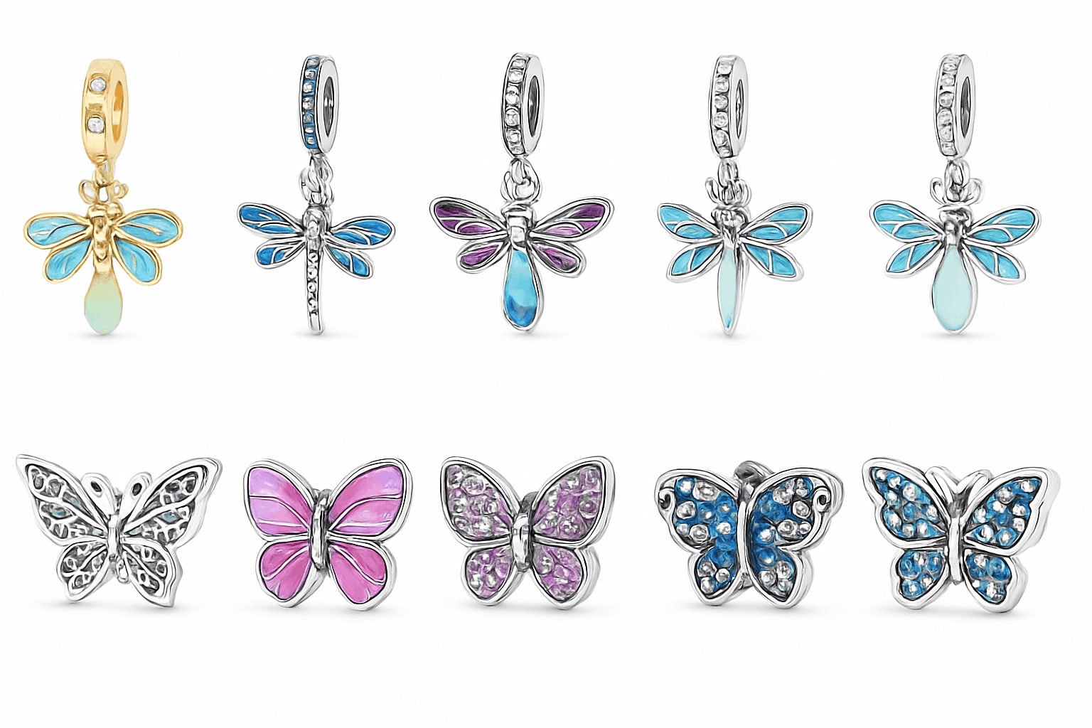 925 Sterling Silver Luminous Firefly Butterfly Charm-KTC268