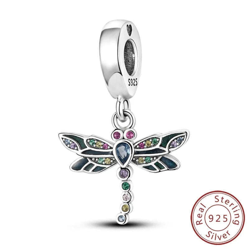 925 Sterling Silver Luminous Firefly Butterfly Charm-KTC268